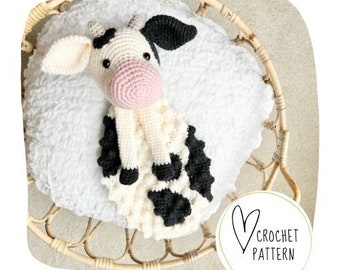 Cow Lovey Crochet Pattern - Clara Cow Bobble Buddy DIGITAL PDF/Amigurumi Baby Comforter/Handmade Security Blanket/Heirloom Baby Gift/Ragdoll