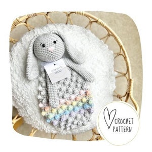 Rabbit Lovey Crochet Pattern-Snuggle Bunny Bobble Buddy DIGITAL PDF/Amigurumi Comforter/Handmade Security Blanket/Heirloom Baby Gift/Ragdoll