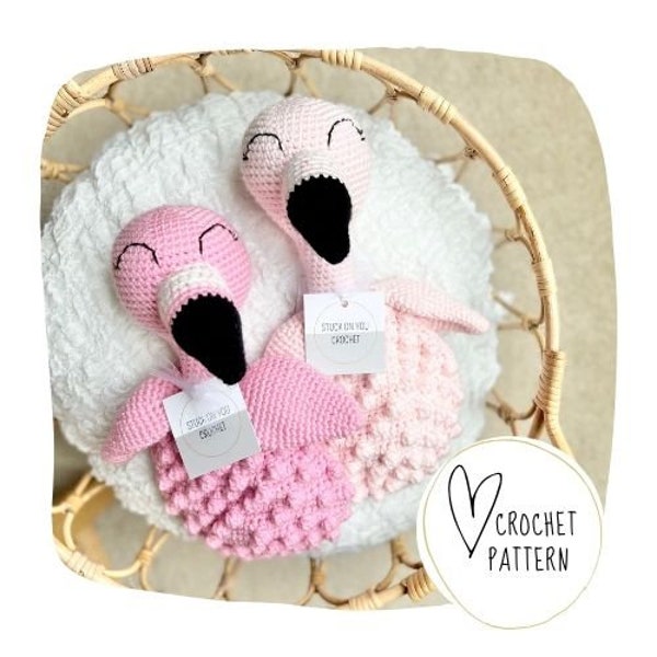 Flamingo Lovey Crochet Pattern-Fab Flamingo Bobble Buddy DIGITALPDF/Amigurumi Comforter/Handmade Security Blanket/Heirloom Baby Gift/Ragdoll