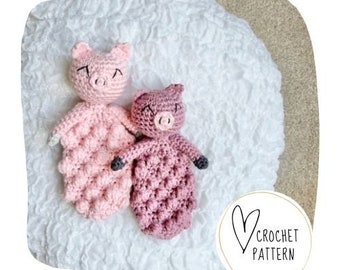 Pig Teether Crochet Pattern - Pig Bitty Buddy DIGITAL PDF/Amigurumi Rattle/Teddy Bear Teether Toy/Crochet Binky Clip/Pacifier Toy /Ragdoll