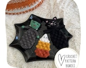 BUNDLE: Halloween Crochet Pattern-Kitty+Frankenstein+Candy Corn Bitty Buddies - DIGITAL PDF/Amigurumi Fall Patterns/Boo Basket Stuffers