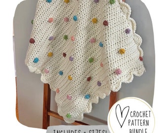 Bulky Georgie Blanket Crochet Pattern - DIGITAL PDF // Crochet Bobble Blanket // Security Lovey // Heirloom Baby Gift