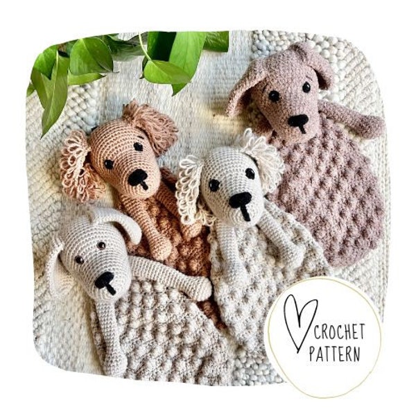 Dog Lovey Crochet Pattern -- Playful Puppy Bobble Buddy DIGITAL PDF/Amigurumi Comforter/Handmade Security Blanket/Heirloom Baby Gift/Ragdoll