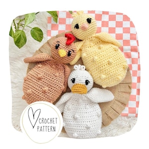 Bird Lovey Crochet Pattern-Bird Bobble Buddy BUNDLE DIGITAL PDF/Chick Lovey/Crochet Duck Pattern/Easy Chicken Crochet/Heirloom Baby Gift