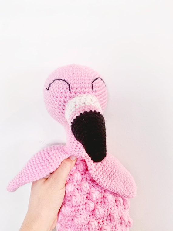 Flamingo Lovey Crochet Pattern fab Flamingo Bobble Buddy Digitalpdf amigurumi Comforter handmade Security Blanket heirloom Baby Gift ragdoll Etsy Canada