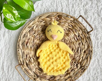 Chick Lovey Bobble Buddy - READY TO SHIP / Chick Snuggler / Crochet Chick Toy / Baby Shower Gift / 1st Birthday Gift / Handmade Baby Gift