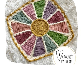 El patrón de ganchillo Sunshine Lovey Blanket - PDF DIGITAL // Crochet Sun Blanket // Boho Baby Crochet // Security Lovey // Heirloom Baby Gift