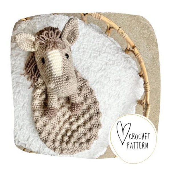 Horse Lovey Crochet Pattern -- Horse Bobble Buddy DIGITAL PDF/Amigurumi Comforter/Handmade Security Blanket/Heirloom Baby Gift/Ragdoll