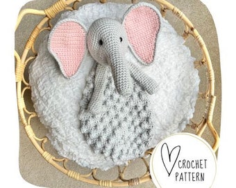 Elephant Lovey Crochet Pattern-Elephant Bobble Buddy DIGITAL PDF/Amigurumi Comforter/Handmade Security Blanket/Heirloom Baby Gift/Ragdoll