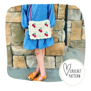 Cartable cerise douce au crochet - PDF numérique/motif cerise au crochet/sac à main cerise/sac à main petite fille/modèle de sac à main fruits/sac à bandoulière