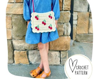 Sweet Cherry Satchel Crochet Pattern- DIGITAL PDF/Crochet Cherry Pattern/Cherry Purse/Little Girls Handbag/Fruit Purse Pattern/Crossbody Bag