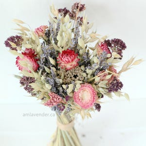 Valley Scape Dried Flower Bouquet / Tabletop Centerpiece, Hand Tied Lavender Bouquet Wedding, Bridesmaids Bouquet
