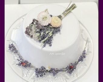 Lavender Cake Flower, Dried Flower Cake Decorations, Cake Toppers, Dried Rose Cake Decorations,
