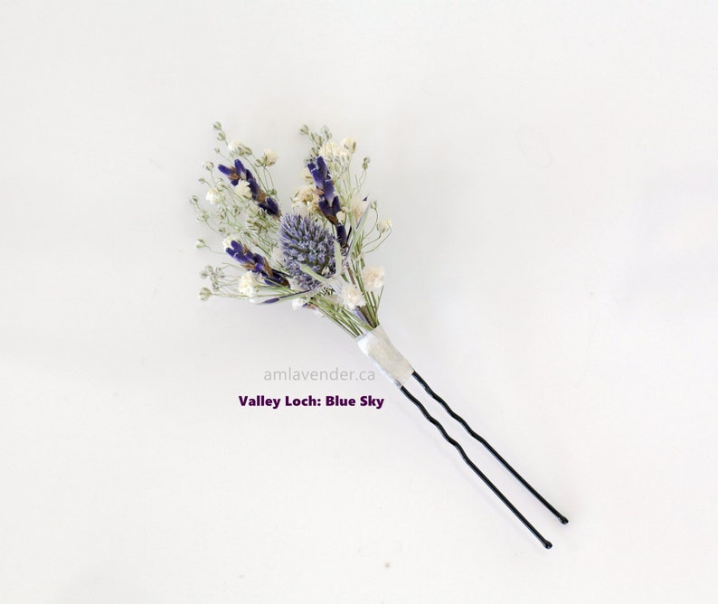 Valley Garden Dried Flower Hair Pins, Lavender Hair Pins, Baby's Breath Pins, Wedding Hair Grips, Hair Pins for bridal ValleyLoch -Blue Sky