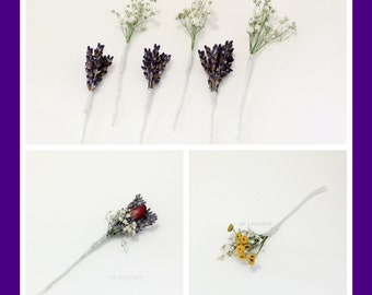 Dried Flower Hair Picks Set of 5+, Lavender Hair Wires, Baby's Breath Hair Pins, Wedding Hair Picks, Hair Pins for bridal