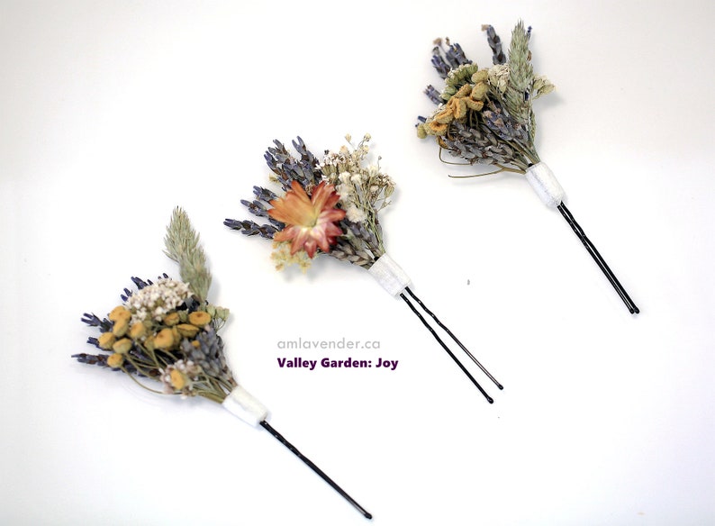 Valley Garden Dried Flower Hair Pins, Lavender Hair Pins, Baby's Breath Pins, Wedding Hair Grips, Hair Pins for bridal Valley Garden - Joy