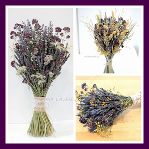 Rustic Lavender Bouquet / Tabletop Centerpiece, Hand Tied Dried Flower Bouquet Wedding / Bridesmaids Bouquet