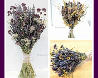 Rustic Lavender Bouquet / Tabletop Centerpiece, Hand Tied Dried Flower Bouquet Wedding / Bridesmaids Bouquet