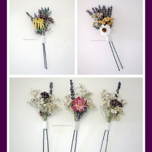 Valley Garden Dried Flower Hair Pins, Lavender Hair Pins, Baby's Breath Pins, Wedding Hair Grips, Hair Pins for bridal image 1