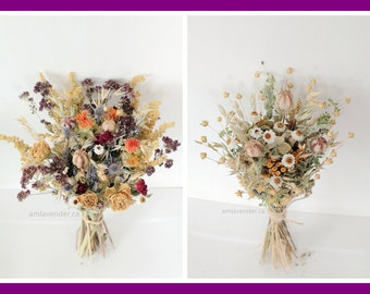 Valley Orchard Dried Flower Bouquet, Hand Tied Lavender Bouquet Wedding, Bridesmaids Bouquet, Tabletop Centerpiece