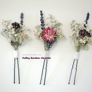 Valley Garden Dried Flower Hair Pins, Lavender Hair Pins, Baby's Breath Pins, Wedding Hair Grips, Hair Pins for bridal ValleyGarden-Sweetie