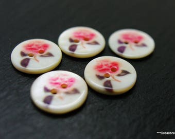 Lot de 5 boutons en nacre 18 mm