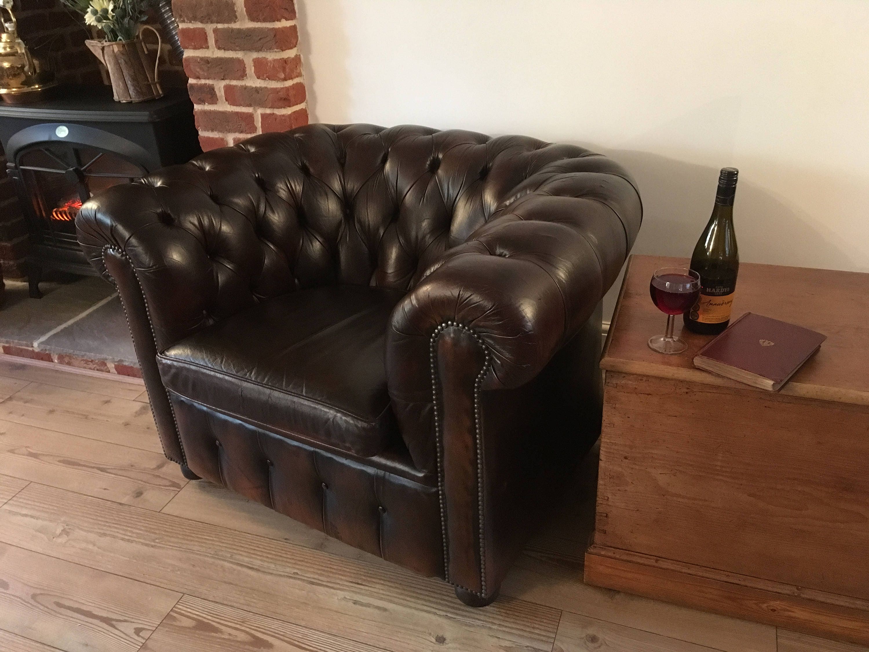 Sold Dark Brown Leather Chesterfield Club Chair In Etsy