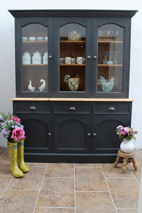 Sold Glazed Pine Dresser Kitchen Larder Cupboard Etsy