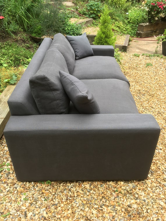 Sold Large Loaf Atticus Sofa Settee In Dark Grey Clever Linen