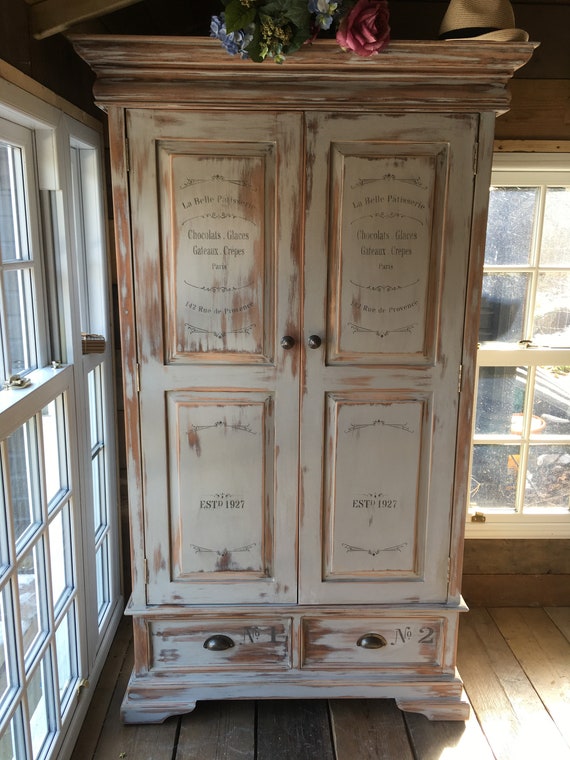 Sold Unique Upcycled Vintage Painted Grey Wardrobe Etsy
