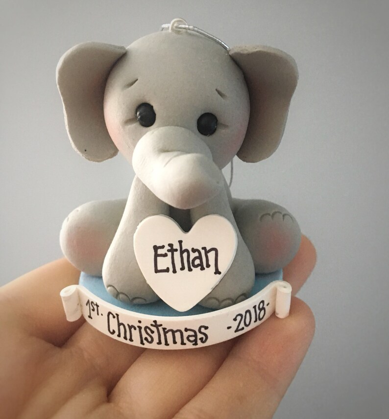 baby's first christmas elephant ornament