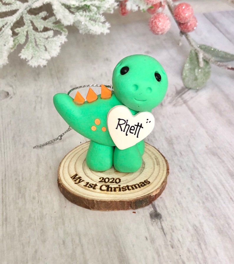 Dinosaur Baby First Christmas ornament personalized Baby boy | Etsy