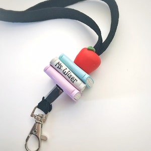 Personalized Teacher lanyard, books and apple Id holder