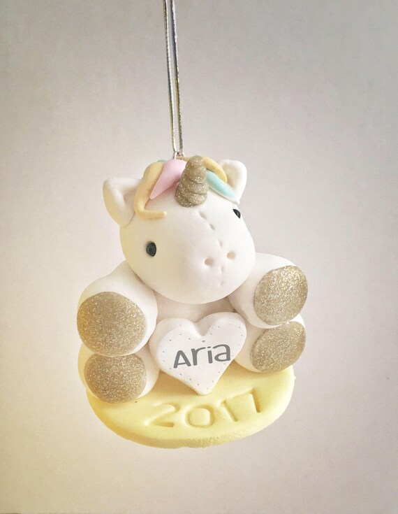 baby's first christmas unicorn ornament