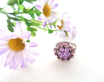 Bague fleur en cristal  violet