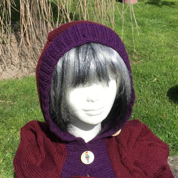 Gilet fille bordeaux et violet à capuche