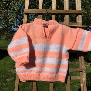 Baby sweater 18 months with salmon and white stripes image 2