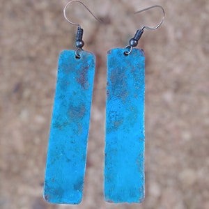 Copper patina earrings,Handmade earrings,Rustic,Vintage style