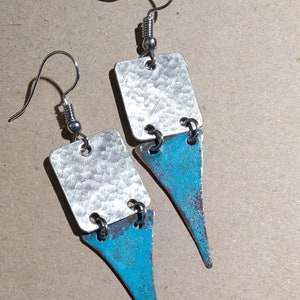 Copper patina earrings,Copper Earrings,Vintage earrings,Bohemian earrings,Boho earrings,Handmade jewelry, Turquoise Earrings