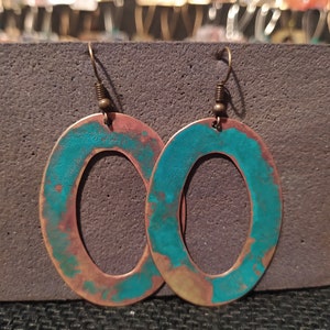 Brass patina earrings,Vintage earrings,Minimal earrings,Boho earrings,Handmade jewelry, Turquoise Earrings,Unique