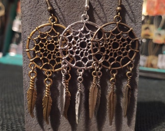 Dreamcatcher earrings,Boho jewelry,Long hippie earrings, Unique jewelry