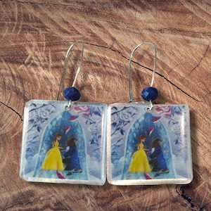 Handmade earrings,Resin earrings,Glass jewerly,Beauty and the Beast earrings,Fairy tale earrings, Handmade earrings