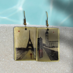 Big Ben Earrings,Eiffel Earrings,London Earrings,Paris Earrings,Resin jewerly