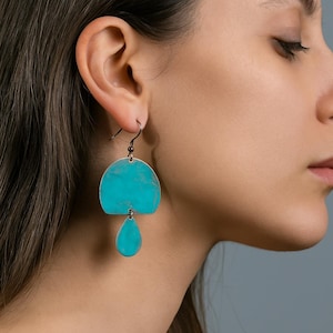 Copper Patina Earrings,Rustic,Vintage style,Turquoise,Handmade Earrings,Copper jewerly,Copper earrings