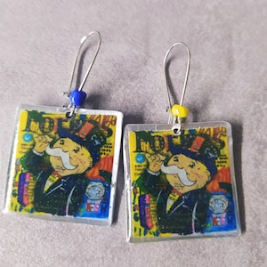 Monopoly spel, Monopoly oorbellen, Cartoon oorbellen, Handgemaakte sieraden