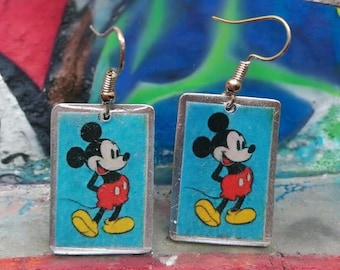 Micky Maus Ohrringe, Vintage Disney Cartoon Schmuck, Retro Pop Art Ohrringe, Süßes, handgemachtes Geschenk