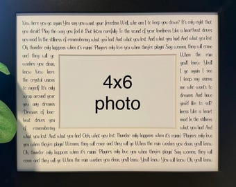 Dreams Song Lyrics Photo Mat, 8x10 Music Lyric Wall Art (4x6 Photo)