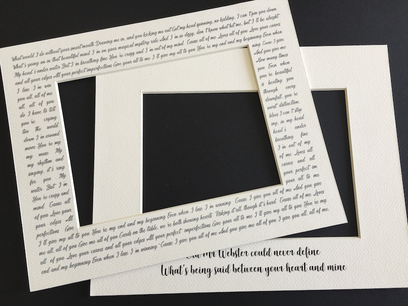 11x14 Custom Picture Mat - Any quotes, text, names, dates, lyrics, prayers, songs image 1