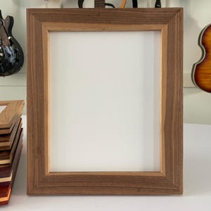 English Walnut Solid Exotic Wood Frame with Maple Splines corners 8 X 10 Picture Frame handmade and finished with Shellac.
