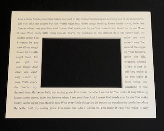 You Make It Easy lyrics printed on 8x10 mat cut to fit 4x6 photo